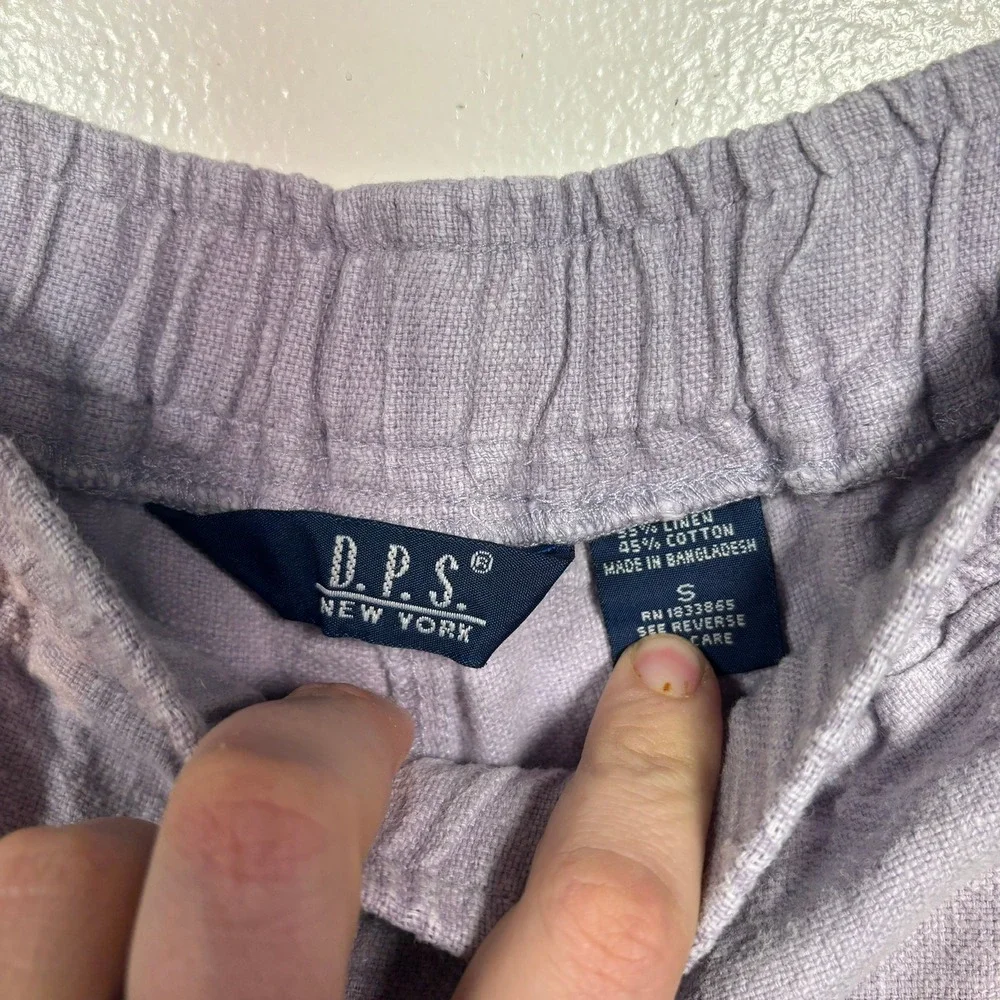 VTG Linen Cotton‎ Lavender Shorts Women Sz S Purple Elastic Waist Casual Summer